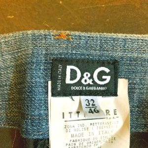 DOLCE AND GABBANA DENIM AND PINSTRIPE FLAIR PANTS